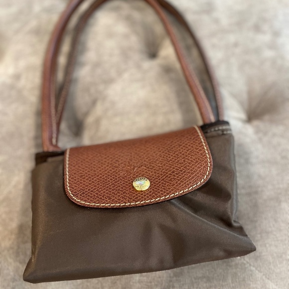 Longchamp Handbags - Longchamp Le Pliage Small  (LONG STRAPS) Tote Shoulder Bag- BROWN Nylon